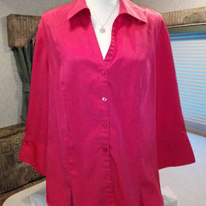 CATO XL Fuschia Pink Women's Top Long Sleeves